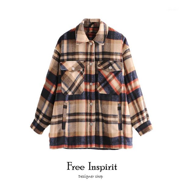 women's jackets inspirit 2021 arrival female long coat casual loose button pockets plaid women's shirt coat1, Black;brown
women's jackets inspirit 2021 arrival female long coat casual loose button pockets plaid women's shirt coat1, Black;brown