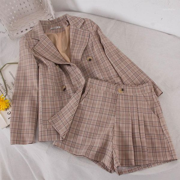 2019 new fashion women's two piece set plaid jacket coat+ high waist straight shorts elegant loose suit two-piece suit 34681, White
2019 new fashion women's two piece set plaid jacket coat+ high waist straight shorts elegant loose suit two-piece suit 34681, White