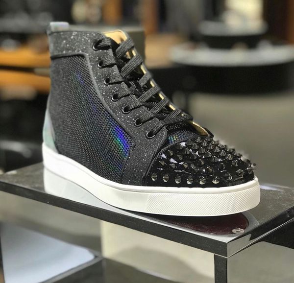 famous brands glitter shiny leather with spikes red bottom shoes men's high sneaker party wedding red sole casual walking eu35-47, Black
famous brands glitter shiny leather with spikes red bottom shoes men's high sneaker party wedding red sole casual walking eu35-47, Black