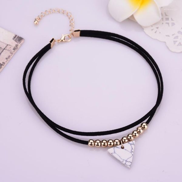 women black/white triangle faux stone necklaces european punk short rope velvet choker necklace with gold color beads1, Golden;silver
women black/white triangle faux stone necklaces european punk short rope velvet choker necklace with gold color beads1, Golden;silver