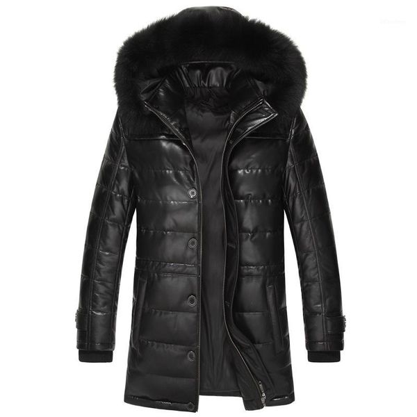 men's sheepskin coat genuine leather winter duck down jacket men fur collar hooded long coat men jacket 15l1568yy3031, Black
men's sheepskin coat genuine leather winter duck down jacket men fur collar hooded long coat men jacket 15l1568yy3031, Black