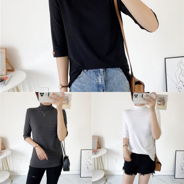 high neck solid color slim elastic bottoming for women 7 4 t-shirt pullover sleeve soft and comfortable pullover 20 autumn new t-shirt for, White
high neck solid color slim elastic bottoming for women 7 4 t-shirt pullover sleeve soft and comfortable pullover 20 autumn new t-shirt for, White