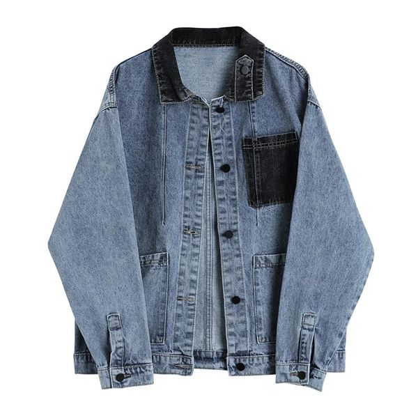 autumn retro color matching loose full turn down colalr jeans coat women's jacket fashion, Black;brown
autumn retro color matching loose full turn down colalr jeans coat women's jacket fashion, Black;brown