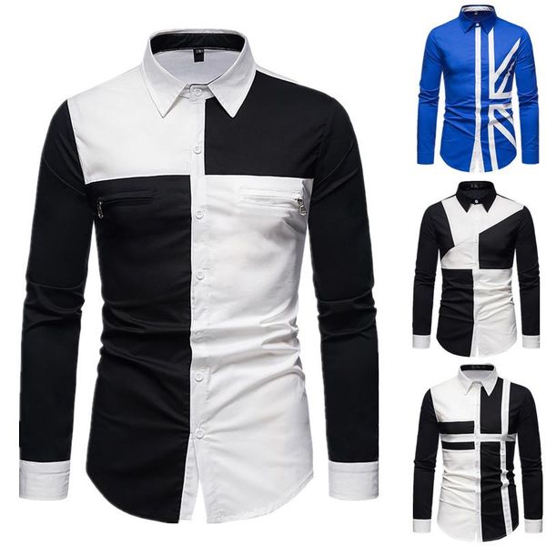 men's casual shirts stitching long sleeved 12 colors single breasted square collar shirt men wedding party male camisa, White;black
men's casual shirts stitching long sleeved 12 colors single breasted square collar shirt men wedding party male camisa, White;black