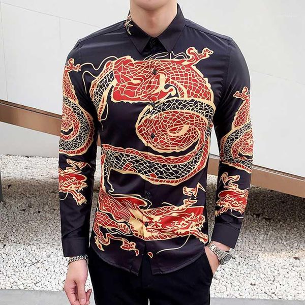 dragon printed shirts mens long sleeve casual shirts red chinese new year clothes mens fashon black china traditional dress 20201, White;black
dragon printed shirts mens long sleeve casual shirts red chinese new year clothes mens fashon black china traditional dress 20201, White;black