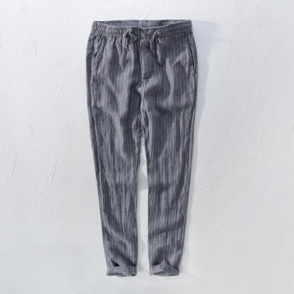 new striped linen men's cotton and linen trousers 81621, Black
new striped linen men's cotton and linen trousers 81621, Black