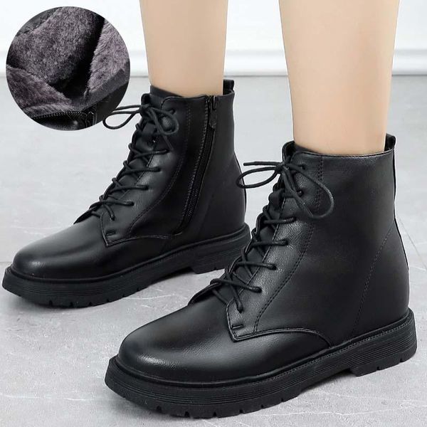 women's boots keep warm boots for women casual lace up woman shoe winter thick bottom female shoes on platform botas mujer, Black
women's boots keep warm boots for women casual lace up woman shoe winter thick bottom female shoes on platform botas mujer, Black