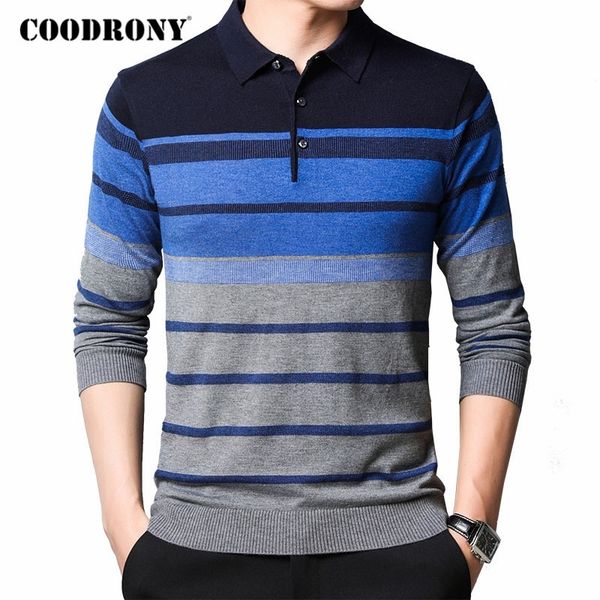coodrony brand sweater men spring autumn pull homme casual turn-down collar pullover mens striped knitwear shirt clothing c1053 201130, White;black 
coodrony brand sweater men spring autumn pull homme casual turn-down collar pullover mens striped knitwear shirt clothing c1053 201130, White;black
