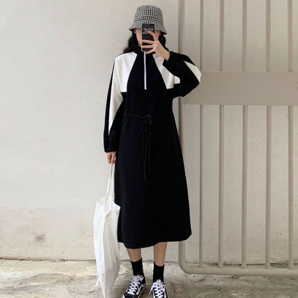 2021 new size big female fall fashion fat mm simple casual seam mid-length dress frnm, Black;gray
2021 new size big female fall fashion fat mm simple casual seam mid-length dress frnm, Black;gray