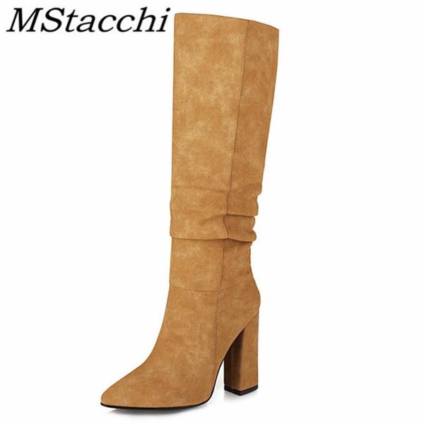 mstacchi elegant high heel boots women suede pointed toe ventilate chunky heel thick bottomboots pleated party botas feminina, Black
mstacchi elegant high heel boots women suede pointed toe ventilate chunky heel thick bottomboots pleated party botas feminina, Black