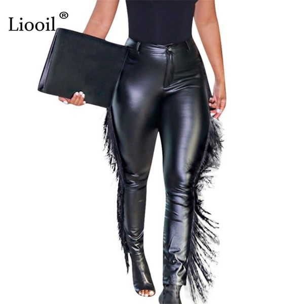 liooil faux leather tassel pencil pants women black slacks autumn winter streetwear club trouser high waist long pants y200114, Black;white
liooil faux leather tassel pencil pants women black slacks autumn winter streetwear club trouser high waist long pants y200114, Black;white