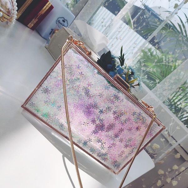 single shoulder diagonal bag female 2020 new girl small bag wild liquid acrylic small square