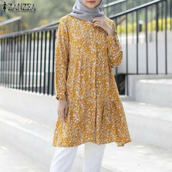 women's blouses & shirts zanzea women abaya muslim shirt autumn floral printed ruffle hem blouse kaftan vintage blusas chemise long tun, White
women's blouses & shirts zanzea women abaya muslim shirt autumn floral printed ruffle hem blouse kaftan vintage blusas chemise long tun, White