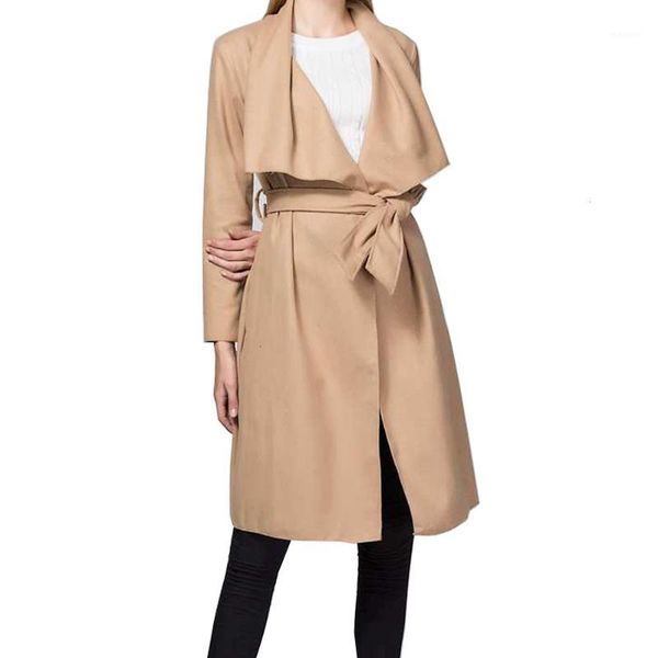 joineles autumn winter 4 colors solid women coats wide lapel belts trench coats casual wool blends office female outwear 1, Black 
joineles autumn winter 4 colors solid women coats wide lapel belts trench coats casual wool blends office female outwear 1, Black
