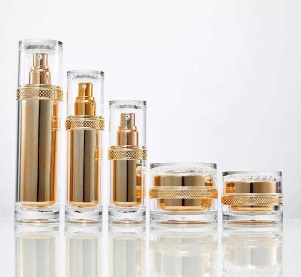 storage bottles & jars 30/50/100/120ml empty gold acrylic lotion cosmetic container essence pump plastic bottle package 30g 50g creams jar s 
storage bottles & jars 30/50/100/120ml empty gold acrylic lotion cosmetic container essence pump plastic bottle package 30g 50g creams jar s