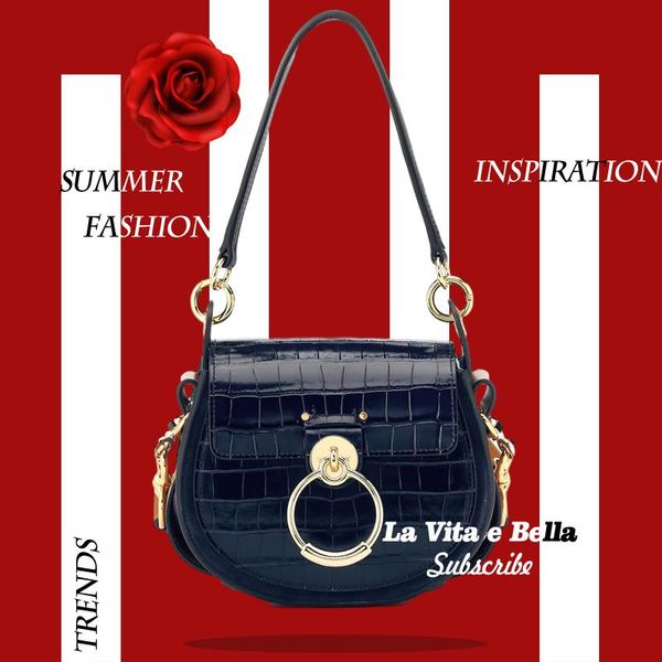 genuine leather tess saddle woman fashion crocodile pattern women's real leather shoulder purse