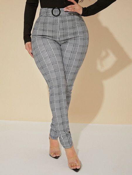 sxy high waist glen plaid belted pants a2is#, Black;white
sxy high waist glen plaid belted pants a2is#, Black;white