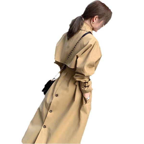 women's trench coats 2021 khaki mid-length spring autumn temperament british style tie waist casual windbreaker coat g676, Tan;black
women's trench coats 2021 khaki mid-length spring autumn temperament british style tie waist casual windbreaker coat g676, Tan;black