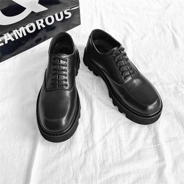 2022 new square leather korean version trend versatile breathable british style thick soled formal men's shoes, Black
2022 new square leather korean version trend versatile breathable british style thick soled formal men's shoes, Black