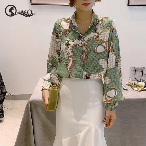 long sleeve blouse women vintage blouse fashion print lapel shirt loose single-breasted wild simple ladies 1, White
long sleeve blouse women vintage blouse fashion print lapel shirt loose single-breasted wild simple ladies 1, White