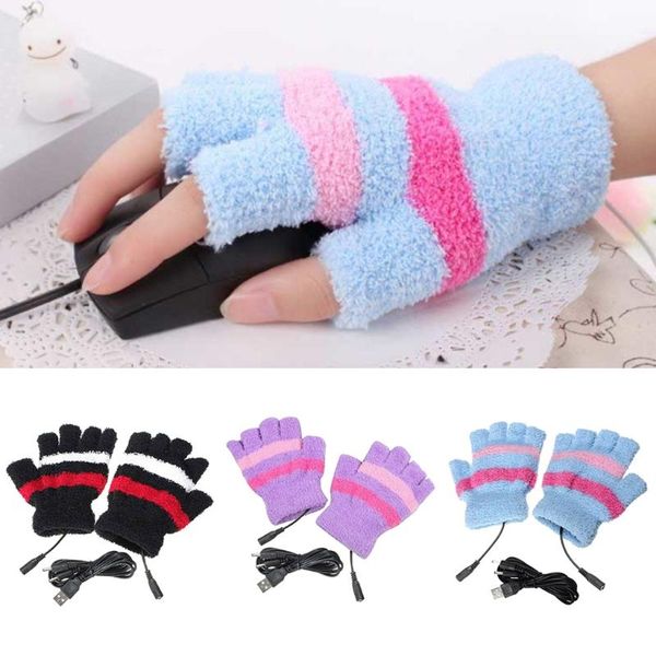 five fingers gloves women men winter usb heated fingerless thicken fuzzy plush contrast color striped electric heating half finger hand, Blue;gray
five fingers gloves women men winter usb heated fingerless thicken fuzzy plush contrast color striped electric heating half finger hand, Blue;gray