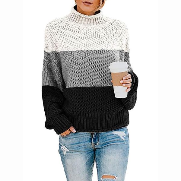 women's turtleneck pullover sweater oversize long sleeve loose knitted sweater woman winter clothes knit jumper ladies sweaters, White;black
women's turtleneck pullover sweater oversize long sleeve loose knitted sweater woman winter clothes knit jumper ladies sweaters, White;black