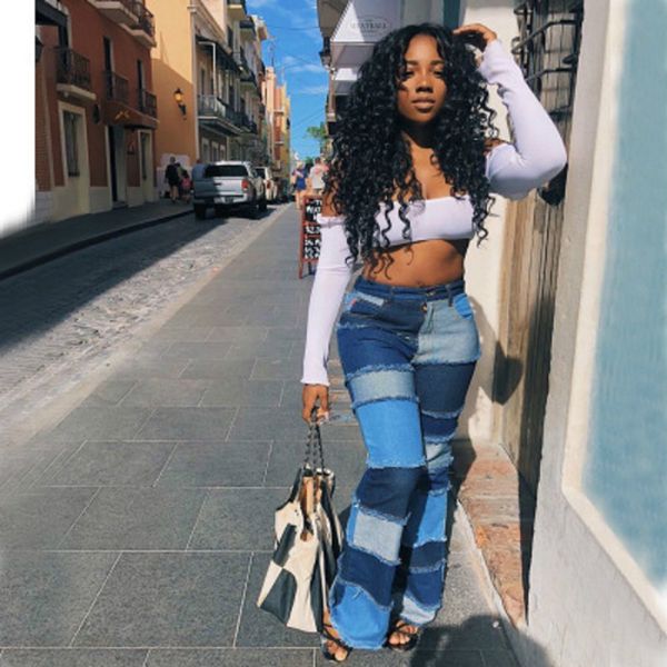 streetwear jeans womens fashion patch high-rise jeans girls trendy flare style long jean pants women modern casual trousers, Blue
streetwear jeans womens fashion patch high-rise jeans girls trendy flare style long jean pants women modern casual trousers, Blue