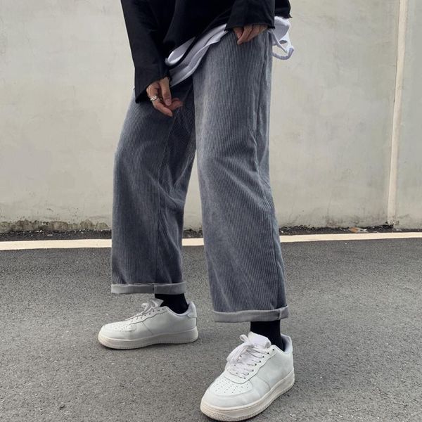 2020 autumn new elastic waist solid color retro wide-leg straight loose drape corduroy pants black gray white ankle-length pants, Black;white
2020 autumn new elastic waist solid color retro wide-leg straight loose drape corduroy pants black gray white ankle-length pants, Black;white