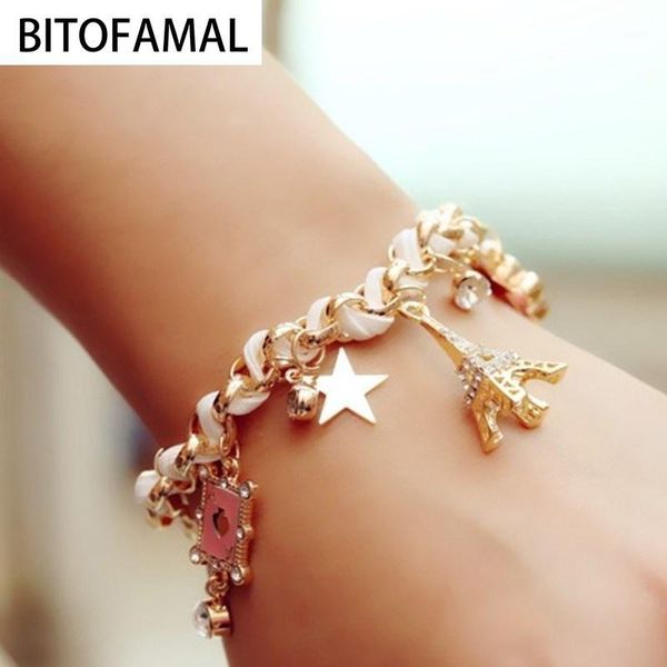 1 pcs women flowers stars hearts paris eiffel tower crown poker cute bangle leather rope chain bracelet good gift for girls1, Golden;silver
1 pcs women flowers stars hearts paris eiffel tower crown poker cute bangle leather rope chain bracelet good gift for girls1, Golden;silver