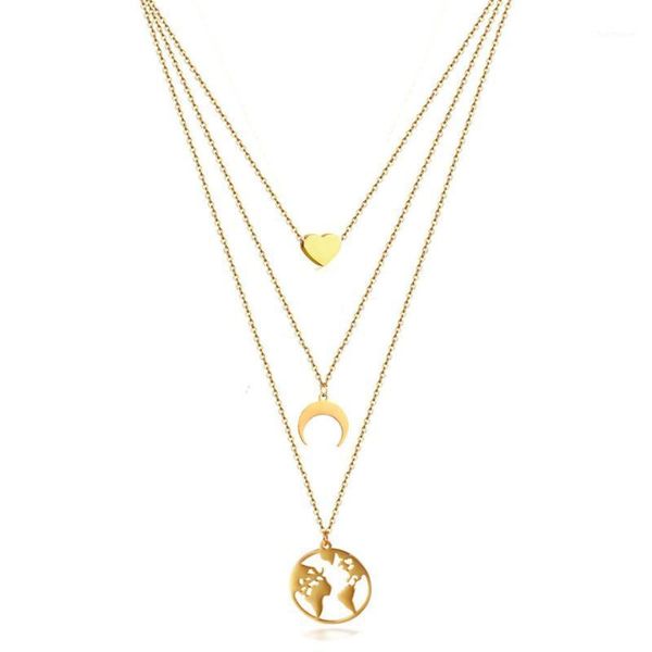 new fashion retro moon heart pendant multilayer gold color stainless steel necklace party charm jewelry for women1, Golden;silver
new fashion retro moon heart pendant multilayer gold color stainless steel necklace party charm jewelry for women1, Golden;silver