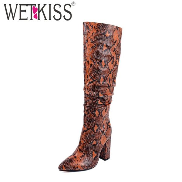 wetkiss snakeskin knee boots for women snake pattern high square heels pointed toe zip autumn winter shoes ladies fashion, Black
wetkiss snakeskin knee boots for women snake pattern high square heels pointed toe zip autumn winter shoes ladies fashion, Black