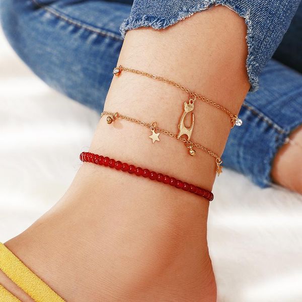 tocona summer multi layer metal beaded anklets for women cat pendant red beads ankle gold color beach ankle bracelet 8543 h wmtvlo, Red;blue
tocona summer multi layer metal beaded anklets for women cat pendant red beads ankle gold color beach ankle bracelet 8543 h wmtvlo, Red;blue