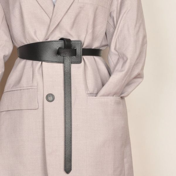 women's knot decoration with sweater skirt coat suit dress belt head leather, Black;brown
women's knot decoration with sweater skirt coat suit dress belt head leather, Black;brown