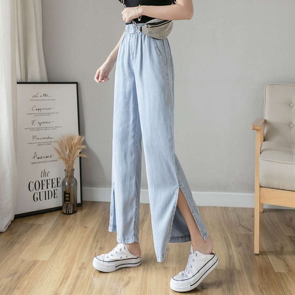 v-neck drawcord knitted drs tencel denim wide leg pants women's summer 2020 new thin high waist drop, Blue
v-neck drawcord knitted drs tencel denim wide leg pants women's summer 2020 new thin high waist drop, Blue