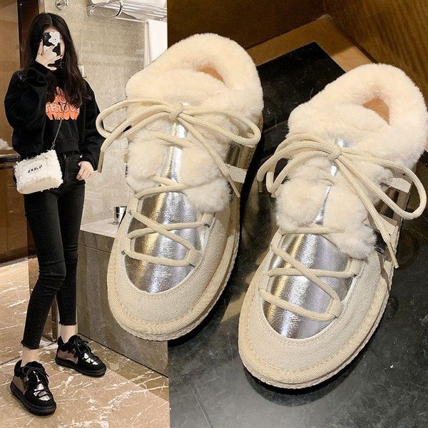 new leather woman snow boots natural fur snow boots warm wool women's lace-up round toe flat with winter botas mujer, Black
new leather woman snow boots natural fur snow boots warm wool women's lace-up round toe flat with winter botas mujer, Black
