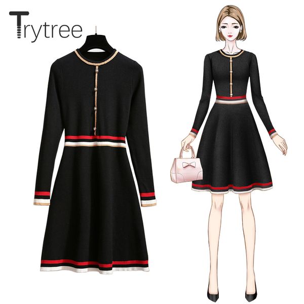 trytree autumn winter women casual dress o-neck knitting spliced fashion elegant button a-line mini office lady dress 201126, Black;gray
trytree autumn winter women casual dress o-neck knitting spliced fashion elegant button a-line mini office lady dress 201126, Black;gray