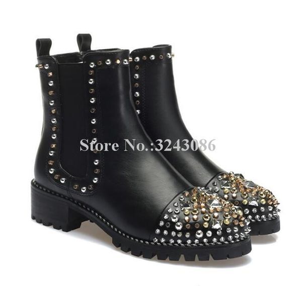new winter popular rivets flat lady ankle boots fashion mixed color studded women casual short boots dress shoes dropship, Black
new winter popular rivets flat lady ankle boots fashion mixed color studded women casual short boots dress shoes dropship, Black