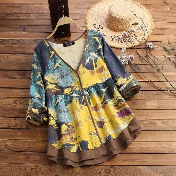 zanzea women vintage bird printed casual cotton linen blouse spring long sleeve shirt chemise female v neck blusas tunic, White
zanzea women vintage bird printed casual cotton linen blouse spring long sleeve shirt chemise female v neck blusas tunic, White