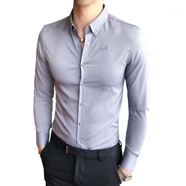 men casual long sleeve shirt elastic nice new men fashion boutique solid color embroidery casual business long-sleeved shirt1, White;black
men casual long sleeve shirt elastic nice new men fashion boutique solid color embroidery casual business long-sleeved shirt1, White;black