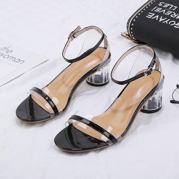 dress shoes women's word buckle transparent sandals high heel summer crystal thick shoes1, Black
dress shoes women's word buckle transparent sandals high heel summer crystal thick shoes1, Black