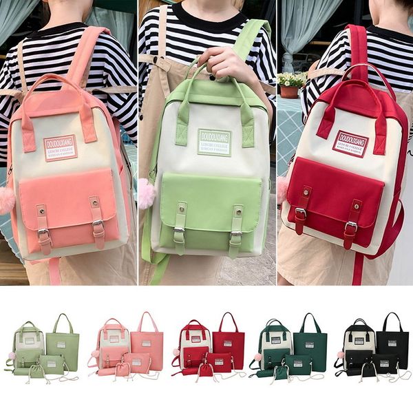 4 piece set school fashion canvas women backpack college bag for girls anti theft rucksack bagpack mochilas female knapsack c1003
4 piece set school fashion canvas women backpack college bag for girls anti theft rucksack bagpack mochilas female knapsack c1003