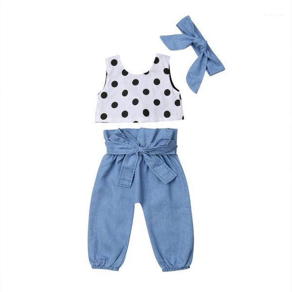 1-6y toddler kids baby girl summer clothes polka dot tank +high waist bow denim pant jeans headband 3pcs girls clothing set1, White
1-6y toddler kids baby girl summer clothes polka dot tank +high waist bow denim pant jeans headband 3pcs girls clothing set1, White
