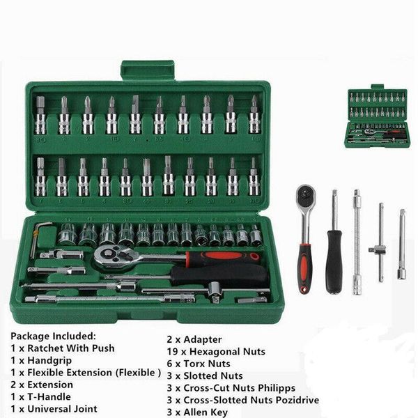 46 pcs 1/4 inch drive impacts socket wrench tool set with drill adapter and case hand tool _wk
46 pcs 1/4 inch drive impacts socket wrench tool set with drill adapter and case hand tool _wk