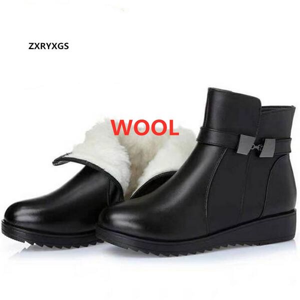 zxryxgs special offer genuine leather wool boots flat women's boots warm comfortable non-slip large size snow shoes ankle, Black
zxryxgs special offer genuine leather wool boots flat women's boots warm comfortable non-slip large size snow shoes ankle, Black