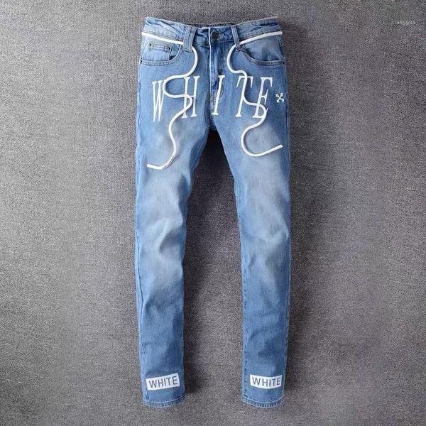 men's large size 28-40 fashion streetwear designer printed denim pants creative print slim fit ripped jeans male trousers1, Blue
men's large size 28-40 fashion streetwear designer printed denim pants creative print slim fit ripped jeans male trousers1, Blue