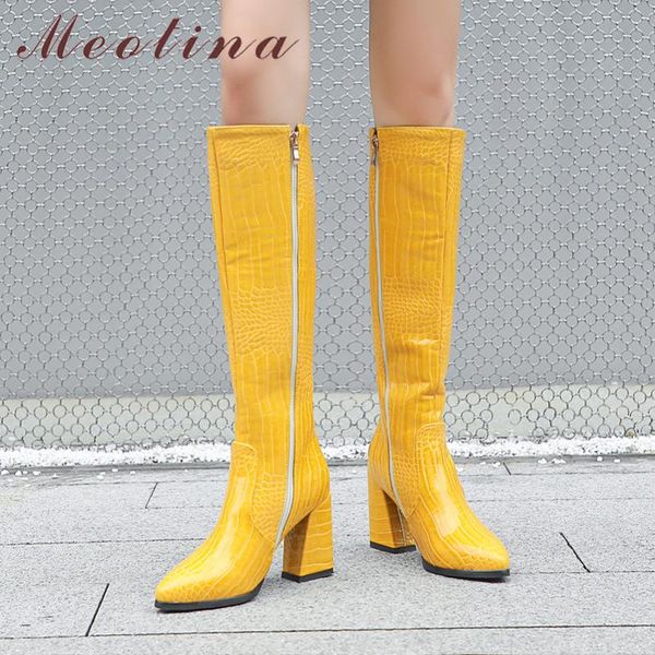 meotina long boots women shoes zipper high heel knee high heel boots pointed toe thick heels ladies winter black golden 43
meotina long boots women shoes zipper high heel knee high heel boots pointed toe thick heels ladies winter black golden 43