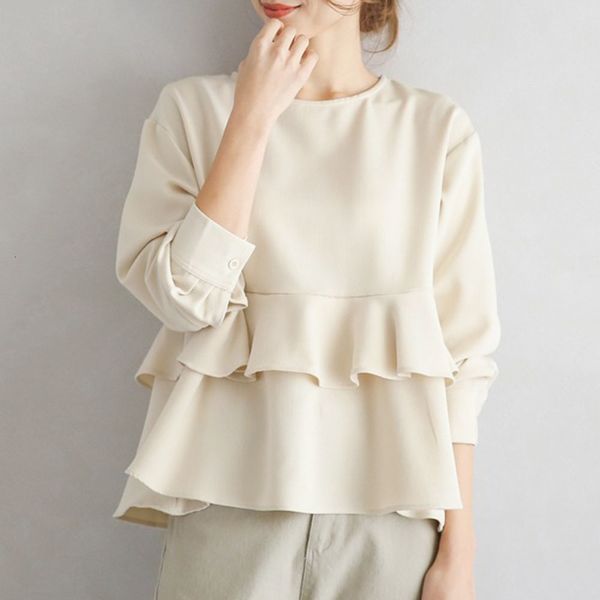 2021 new spring women ruffle korean janpan standard loose female long sleeve plain blouse shirts j5oi, White
2021 new spring women ruffle korean janpan standard loose female long sleeve plain blouse shirts j5oi, White