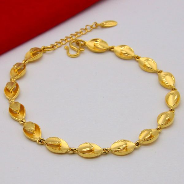 leaf leaves link bracelet yellow gold filled elegant women's accessories gift, Black
leaf leaves link bracelet yellow gold filled elegant women's accessories gift, Black