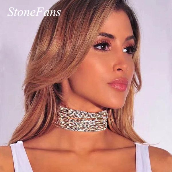 stonefans fashion full rhinestone chain round multi layer choker collar jewelry initial crystal bling necklace choker statement, Golden;silver
stonefans fashion full rhinestone chain round multi layer choker collar jewelry initial crystal bling necklace choker statement, Golden;silver