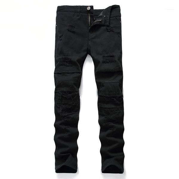 men's jeans fashion zipper skinny denim for men plus size trousers elasticity damaged knee pad torn design large size1, Blue
men's jeans fashion zipper skinny denim for men plus size trousers elasticity damaged knee pad torn design large size1, Blue